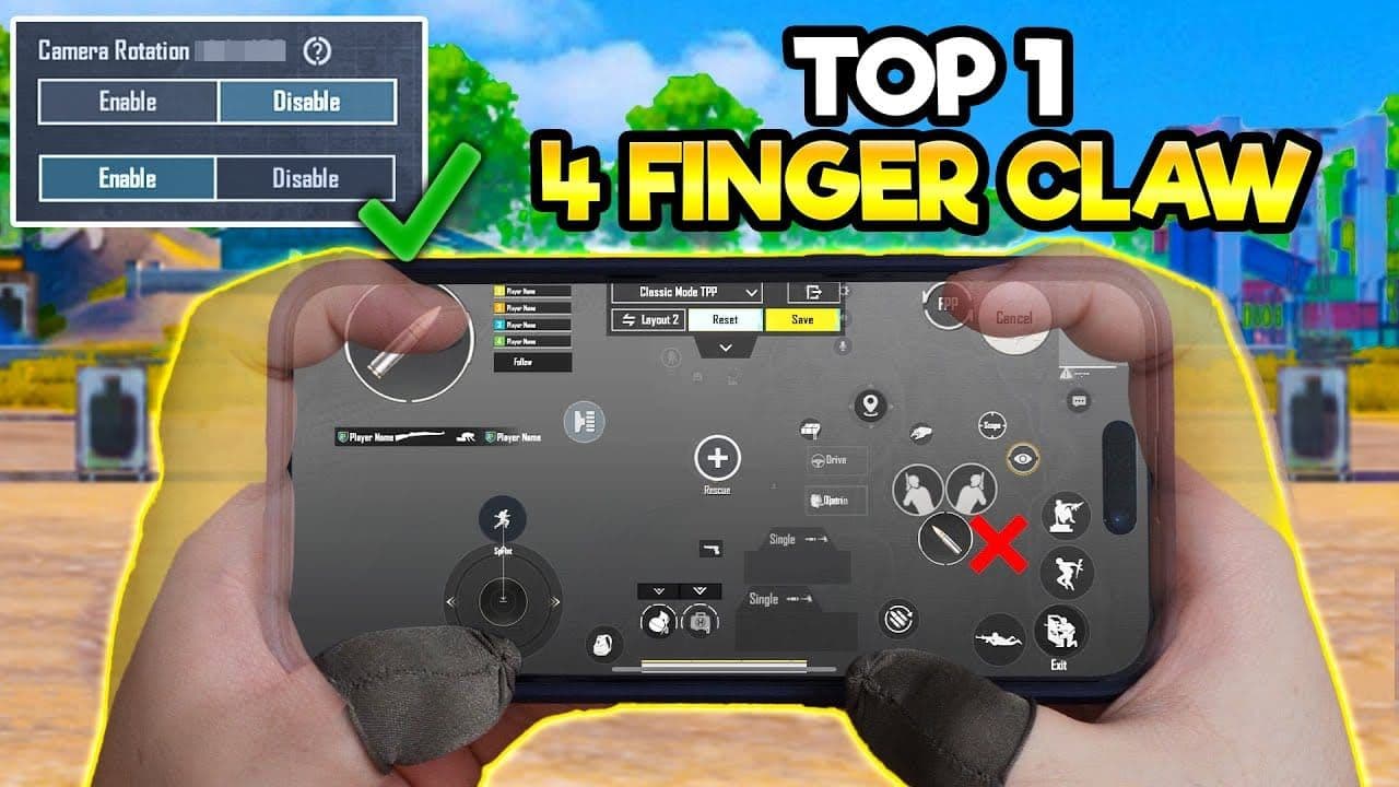 4-Finger Gyroscope Setup for M416 Laser Spray in PUBG Mobile